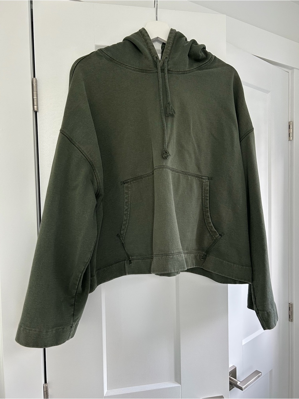 Acne Studio Olive Green Cropped Hoodie Sweatshirt